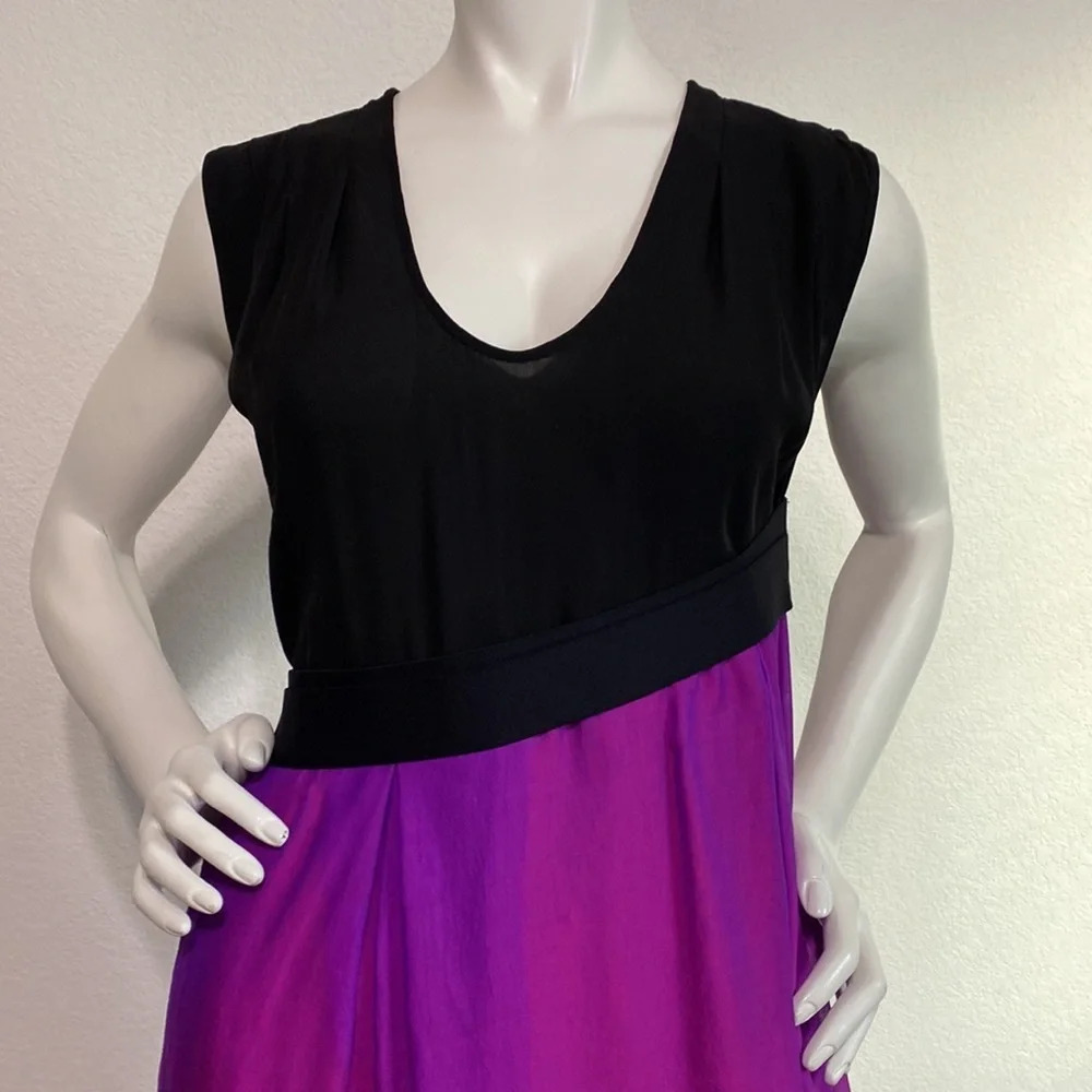 Narciso Rodriguez Black With Sheer Purple Overlay Sleeveless Dress Size 4 - Picture 4 of 9